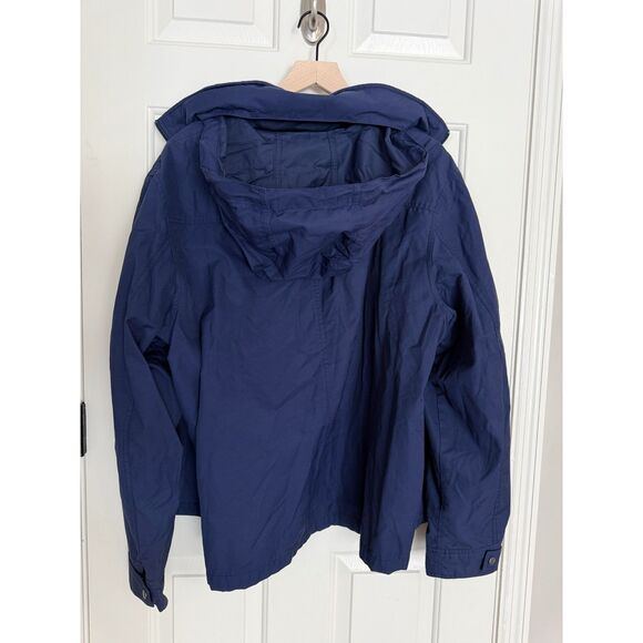 Eddie Bauer Mens XL Navy Blue Windbreaker Jacket Hidden Hood Pockets Outdoor - Picture 6 of 14